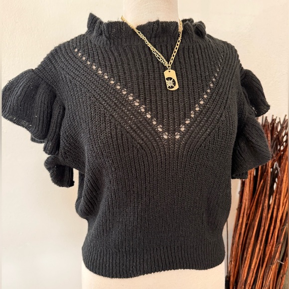 Endless Blu Tops - Belinda Sleeve Ruffle Vest Top